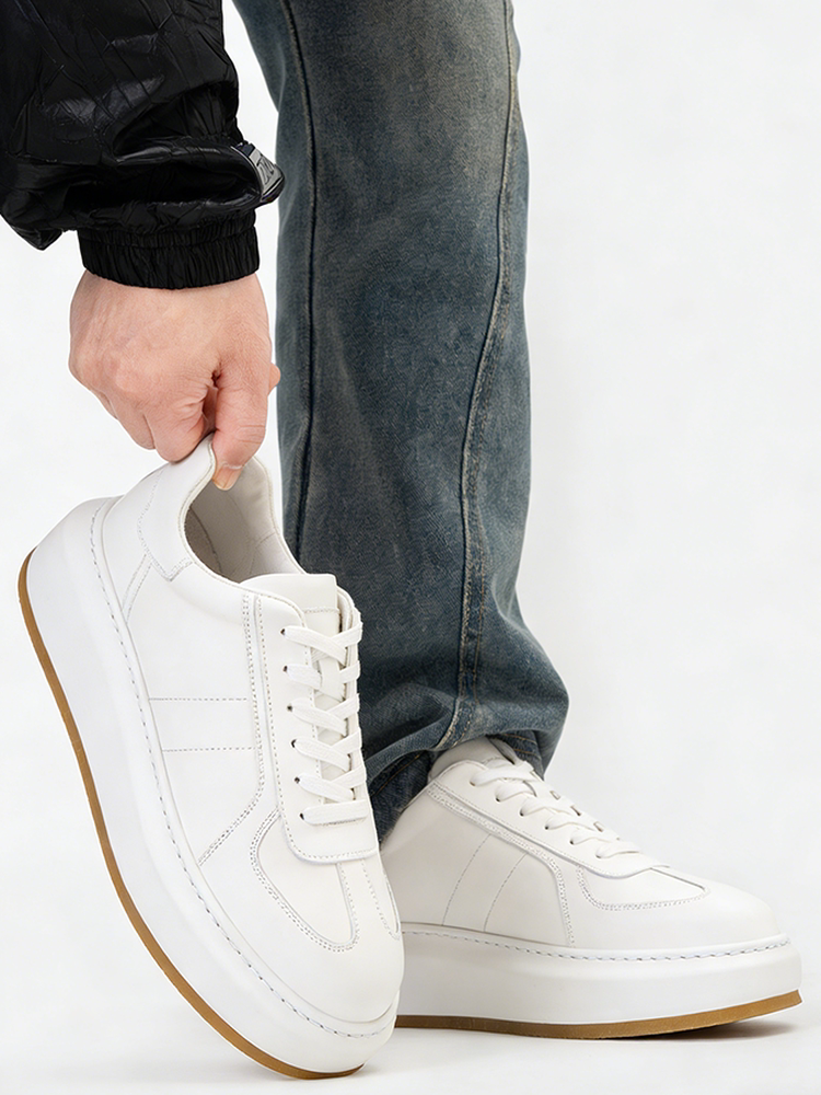 白色厚底增高板鞋男女2026新款情侣运动德训鞋百搭小白鞋休闲鞋主图