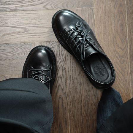 TBOF【城市户外】马皮复古工装短脸德比鞋圆头系带厚底增高皮鞋男