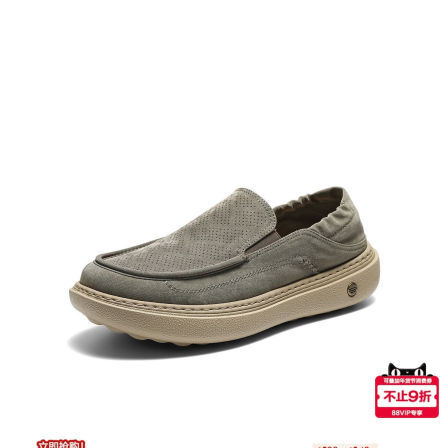 百丽男鞋一脚蹬厚底增高休闲布鞋男士26夏新款透气爸爸鞋8WK03BM6