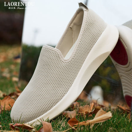 【透气轻便】老人头2026春新款飞织网面鞋一脚蹬休闲男鞋轻便软底