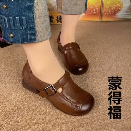 低跟防滑魔术贴单鞋百搭妈妈鞋女鞋春秋