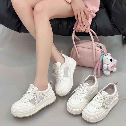 大码女鞋40一43舒适厚底百搭微透休闲鞋2026新款圆头时尚女单鞋主图