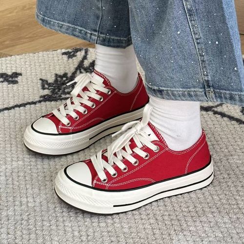 春的颜色彩色帆布系带休闲女鞋6-1-17主图