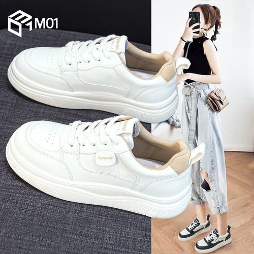 M01小白鞋女超火春秋新款巨好看百搭不累脚平底运动休闲板鞋子主图