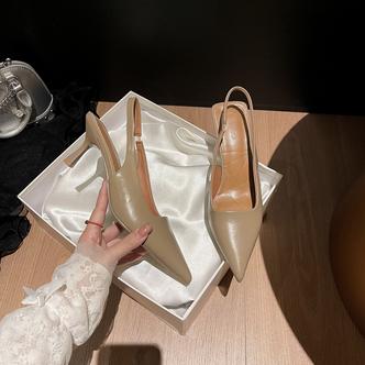 【高奢享受】5cm 法式尖头高跟女夏配裙子 时尚气质后空单鞋 H029-5主图