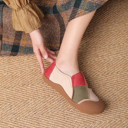 2026平底单鞋圆头女新款复古休闲鞋舒适低帮一脚蹬平底单鞋7761-2