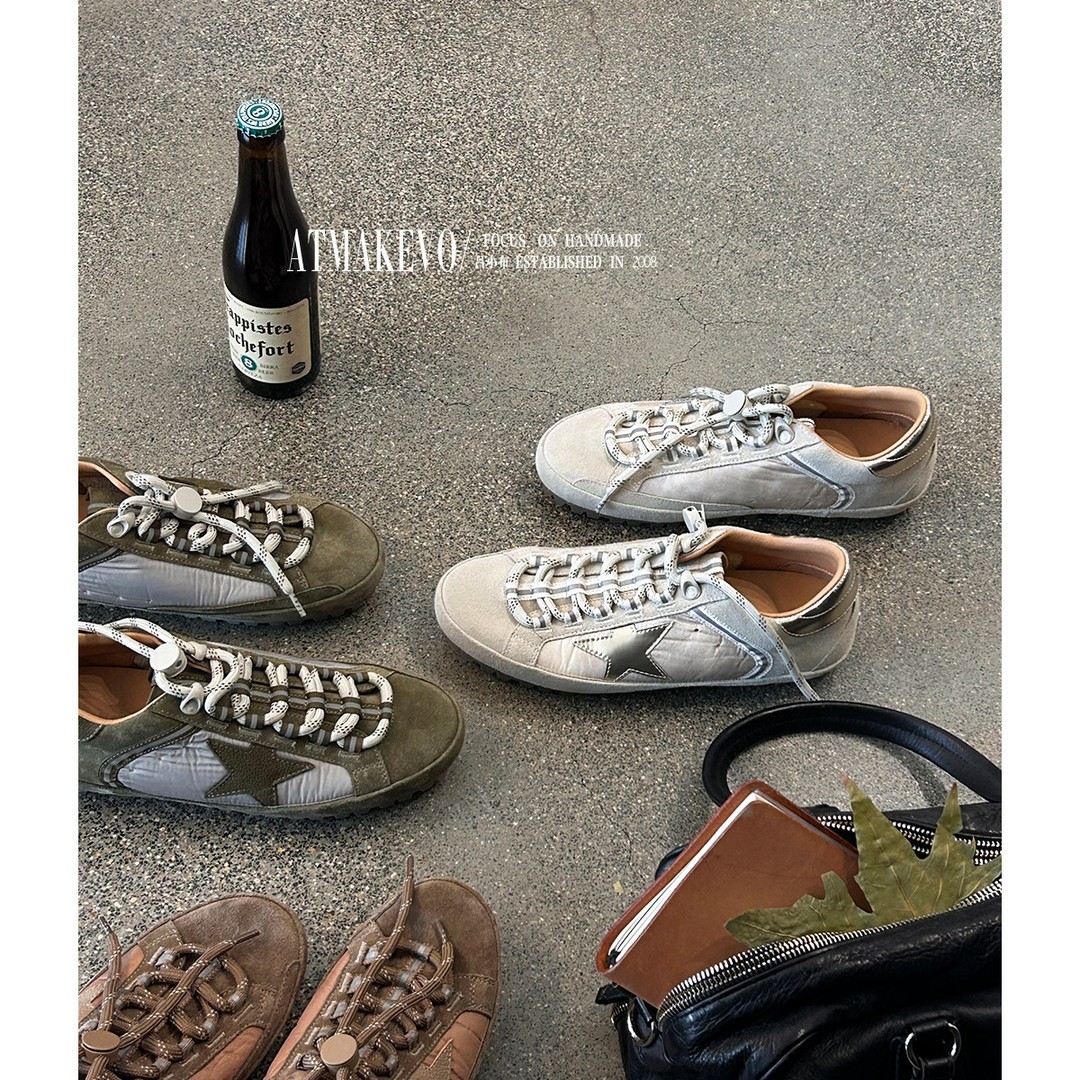 吕小布 | G家时尚小脏鞋 真皮星星手工擦色做旧内增高休闲鞋1009主图