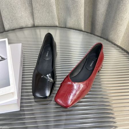 2026法式春季新款浅口小方头时尚简约百搭低跟小单鞋女F9112