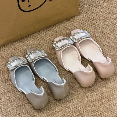 晚睡兰•内增高6cm雪花水钻方扣单鞋女2026新款夏季方头中空缎面鞋主图