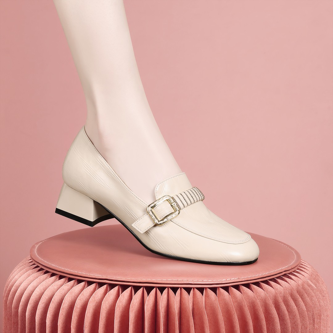 梵芮诗优雅经典纯色舒适2026新款高级粗跟单鞋-Z0068主图