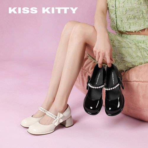 KISSKITTY26年新款粉彩风单鞋气质法式玛丽珍女鞋蝴蝶结时尚鞋子主图