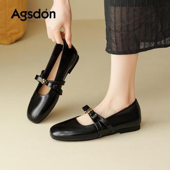 奥古狮登黑色浅口玛丽珍鞋女2026新款春季百搭软底山茶花单鞋子xx主图