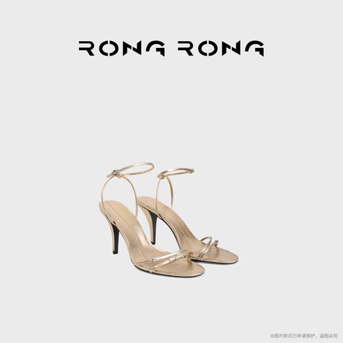 溶溶RONGRONG 金属羊皮交叉细带修饰脚型高跟凉鞋DS2026119主图