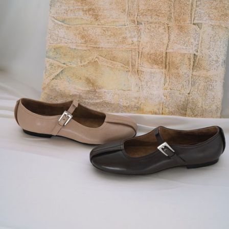 COVONTY「special」折纸系列 透气真皮法式玛丽珍女平底芭蕾单鞋