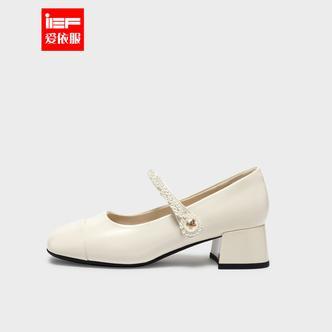 IEF/爱依服玛丽珍鞋2026春季新款气质感百搭方头粗跟单鞋粉彩风