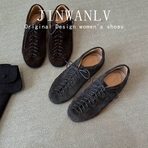 【锦纨履】2026年新款复古休闲系带通勤软底平底小皮鞋女款春秋单鞋主图