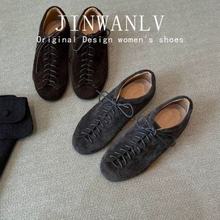 【锦纨履】2026年新款复古休闲系带通勤软底平底小皮鞋女款春秋单鞋
