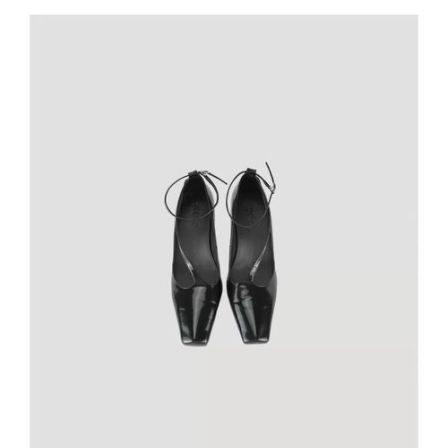 YOEYYOU中跟皮革单鞋26春装新款露跟方头气质优雅绕踝束带鞋女鞋