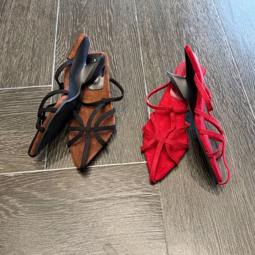 大气元（鞋子）夏季法式气质坡跟尖头凉拖#G0020主图