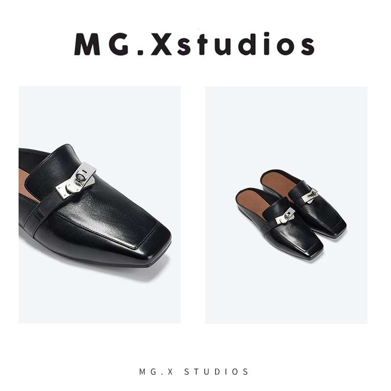 【南法异想】MGX法式时尚复古小方头穆勒拖鞋M61B6223P0AT主图