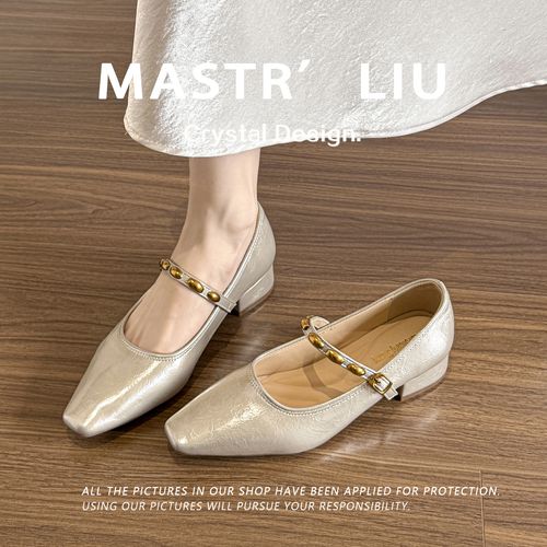 法式粗跟真皮玛丽珍高跟鞋温柔显高不累脚爆款百搭单鞋配裙子裤子主图