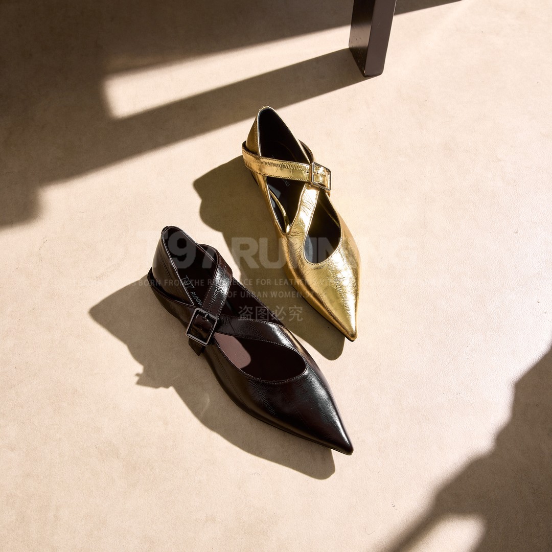 2026早春新款欧洲站小众设计师款尖头交叉扣带浅口单鞋G3536主图