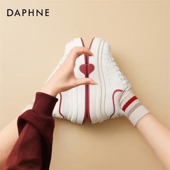达芙妮小白鞋女2025春季新款系带厚底增高百搭休闲运动板鞋单鞋主图
