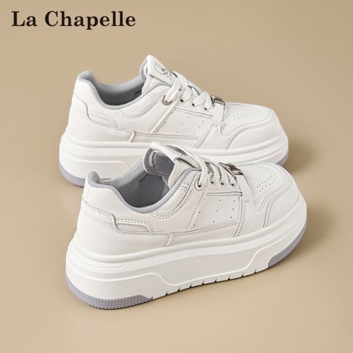 拉夏贝尔厚底小白鞋女2026春季新款小众百搭透气女鞋运动休闲板鞋主图