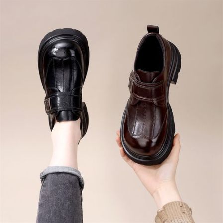 2026春季新款厚底乐福鞋女英伦风小皮鞋百搭增高单鞋时尚休闲女鞋