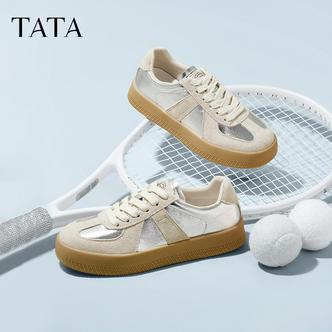 TATA他她银色德训鞋女复古板鞋女休闲女鞋子秋季新款WT801CM4主图
