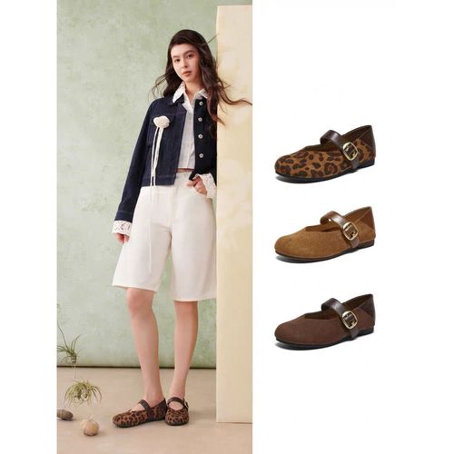 【安静专属】SK韩国设计师复古豹纹玛丽珍鞋新款法式平底休闲鞋1615主图