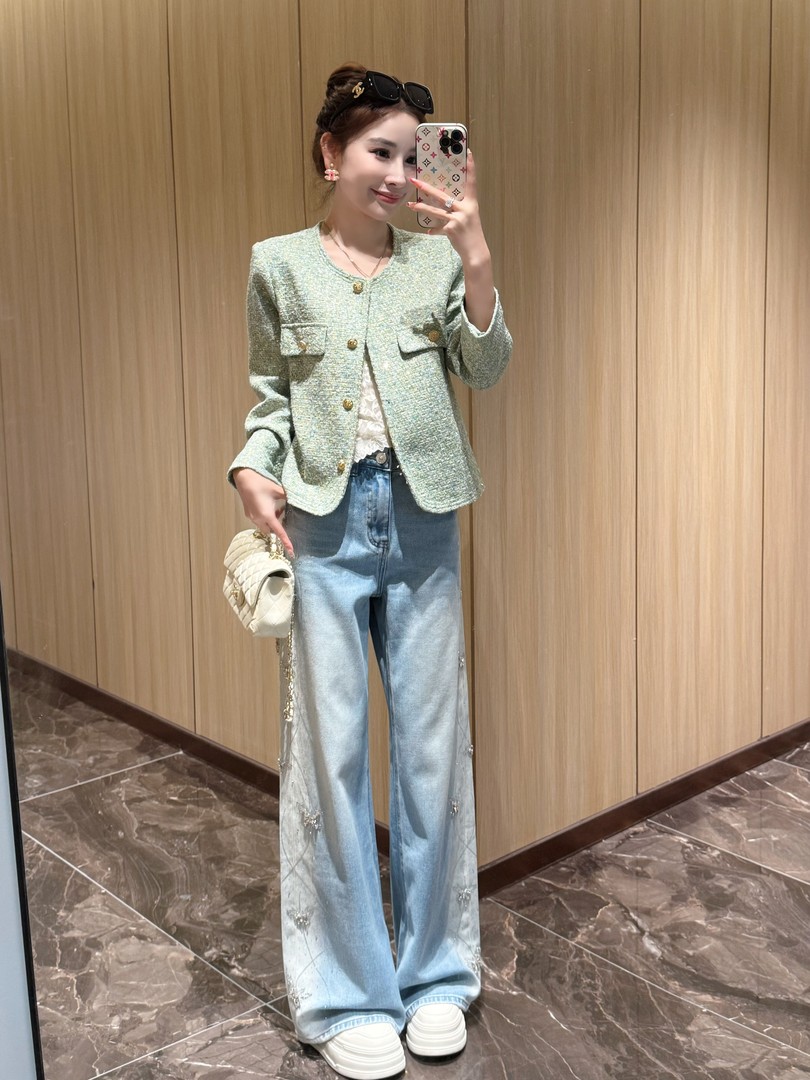 春季新款绿色香风设计感时尚气质休闲外套主图