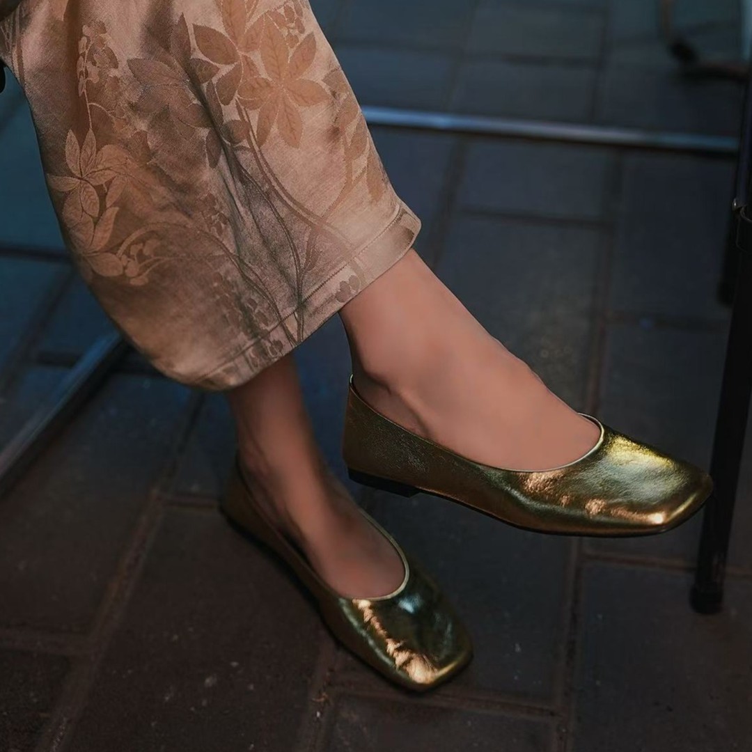 PanYiXiu/潘依绣头层牛皮法式方头浅口软底平底单鞋 QL107001主图