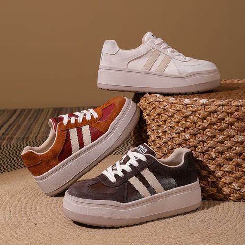 （德训）爆款2026 ins 新复古时尚真皮休闲防滑耐磨女鞋5公分25569主图