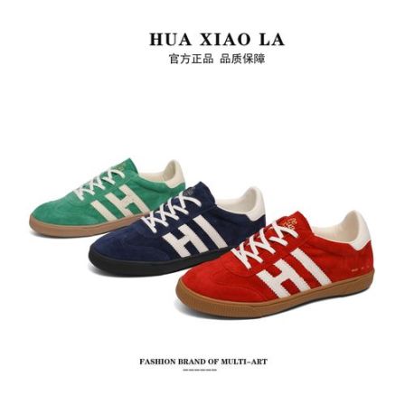 婲小拉||真皮复古时尚德训鞋春季新款低帮系带百搭运动休闲鞋板鞋