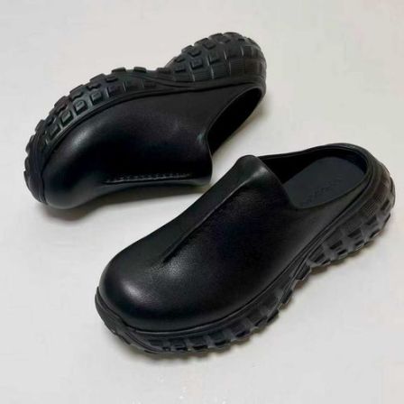 ESKEIN牛皮包头半拖鞋女夏外穿2026大码41到43后空懒人凉拖穆勒鞋