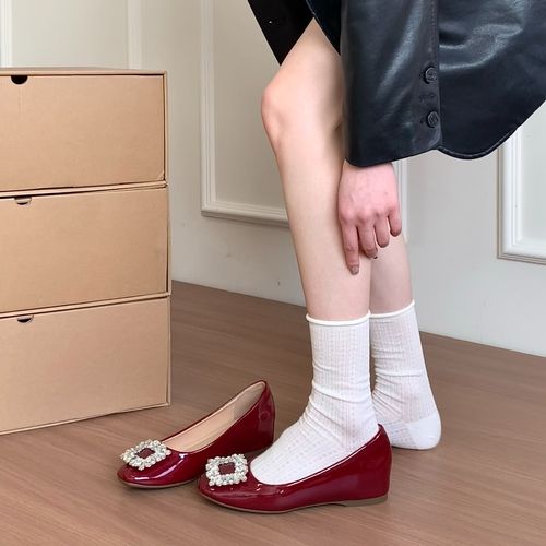 内增高气质水钻单鞋女鞋2026年春秋新款法式配裙子红色晚晚鞋婚鞋主图