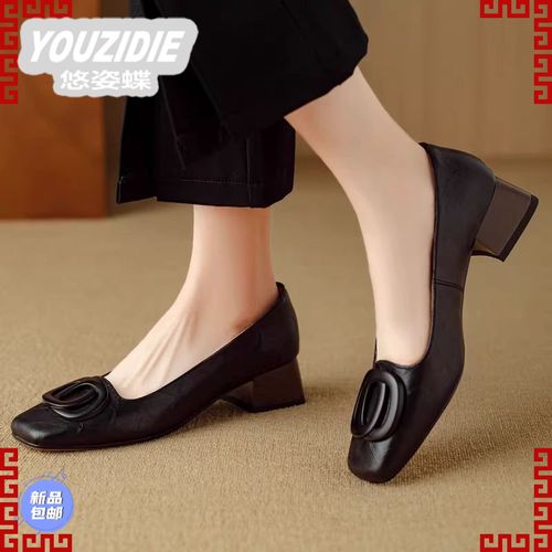YOUZIDIE法式方头高跟鞋女2026年春秋新款职业工作鞋气质仙女风主图