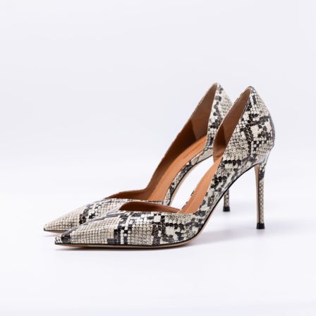 米蒂图【王者归来】新款气质蛇纹侧空细跟尖头女鞋