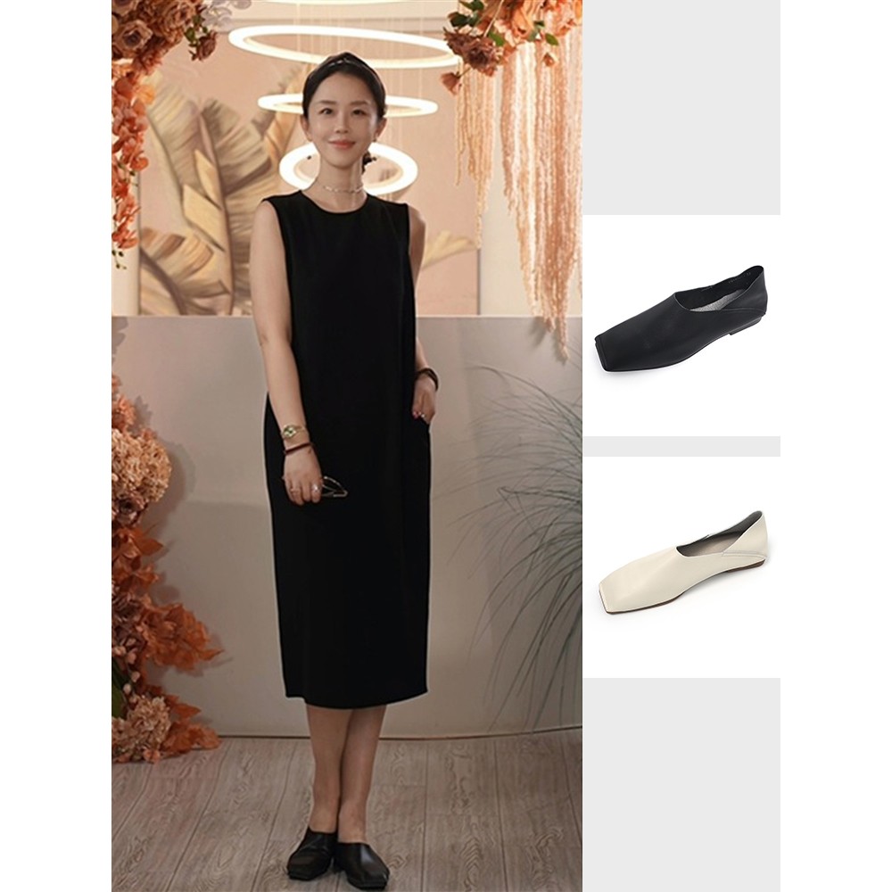 Y【叭哒不惑】牛皮复古方头皮鞋一脚蹬慵懒舒适单鞋女百搭主图