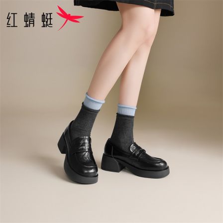 红蜻蜓乐福鞋2026春秋新款厚底舒适增高学院风休闲百搭通勤单鞋女