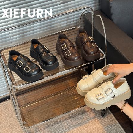 XIEFURN/鞋夫人厚底乐福鞋女2026新款英伦增高鞋小皮鞋单鞋