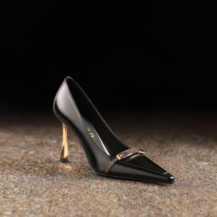 高端气质职场高跟鞋细跟高级感真皮品牌女鞋新款浅口单鞋不累脚