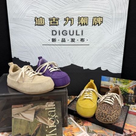 【迪古力】磨砂皮圆头系带厚底休闲女2026新款时尚百搭轻便单鞋兔