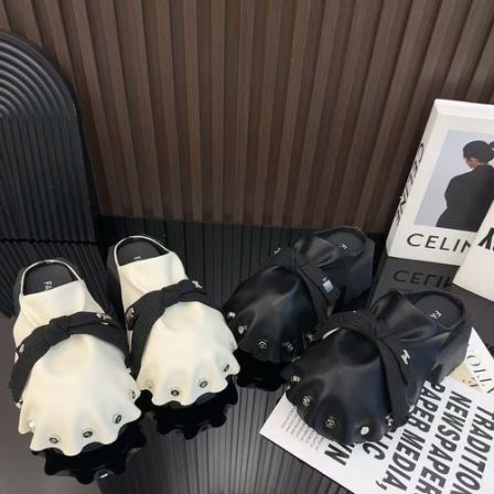 广州欧货【钉爪拖】早春6cm勃肯圆头洋气轻奢纯色包头拖7905-71