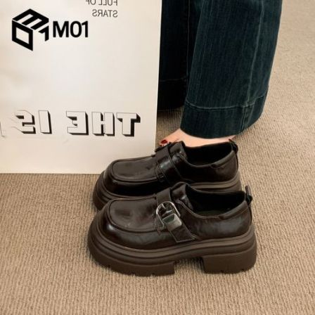 M01英伦厚底增高小皮鞋女法式气质深口单鞋新款春季乐福玛丽珍鞋