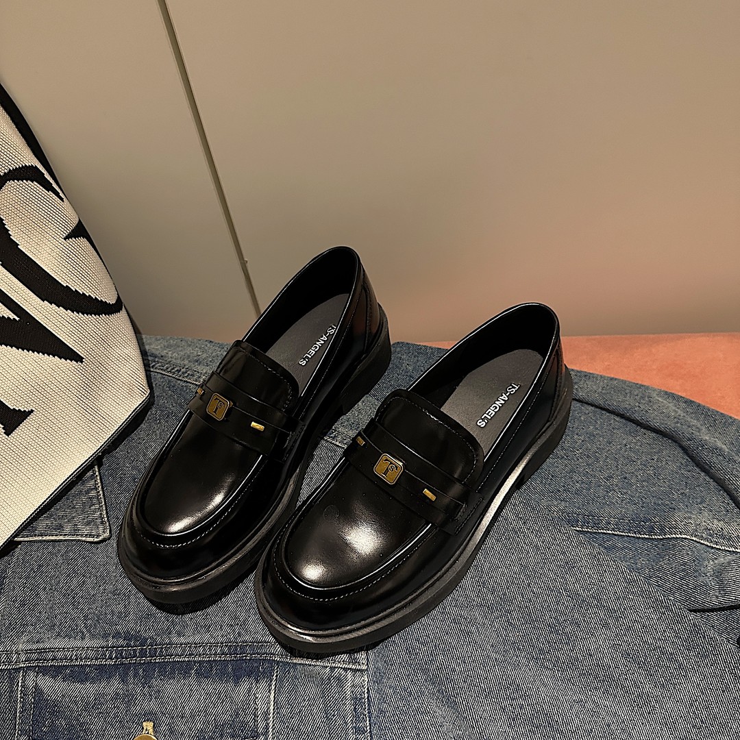 TS乐福鞋女2026春季新款黑色法式小皮鞋厚底百搭休闲单鞋女主图