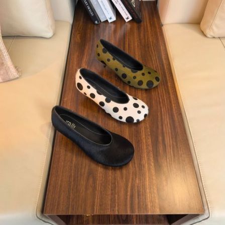 跟高5cm马毛春季温柔淑女风百搭浅口圆头粗跟单鞋女买1赠3