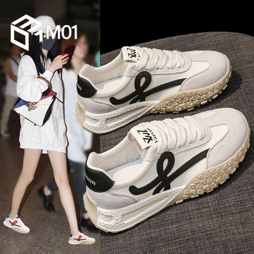 M01踩屎感德训运动鞋女春秋新款配裙子小白鞋休闲阿甘跑步鞋34码主图