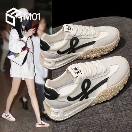 M01踩屎感德训运动鞋女春秋新款配裙子小白鞋休闲阿甘跑步鞋34码